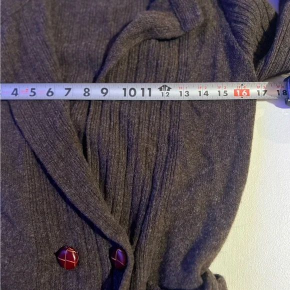 Marc Jacobs Lambs Wool Dark Brown Knitwear Cardigan with leather buttons size M - Picture 13 of 13